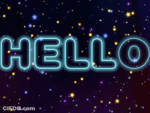 A Neon Sign That Says Hello On It GIF