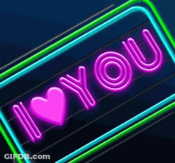 A Neon Sign That Says I Love You With A Pink Heart In The Middle GIF