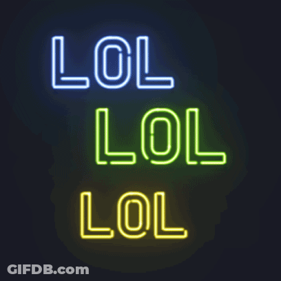A Neon Sign That Says Lol Lol Lol On A Dark Background GIF
