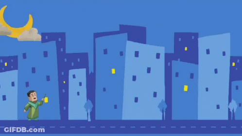 A Neon Sign That Says Mbti Town With Cartoon Characters GIF