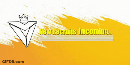 A Neon Sign That Says New Recruits Incoming On It GIF