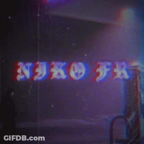A Neon Sign That Says Niko Fr Is Lit Up GIF