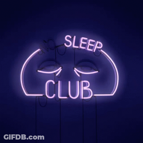 A Neon Sign That Says " No Sleep Club " On It GIF