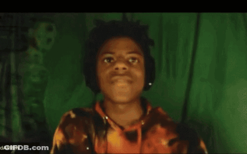 A Neon Sign That Says " Ohio Scared " With A Person In The Background GIF