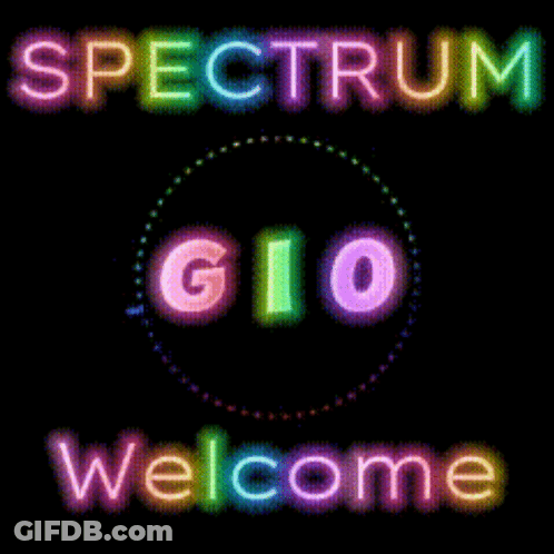 A Neon Sign That Says Spectrum Welcome On It GIF