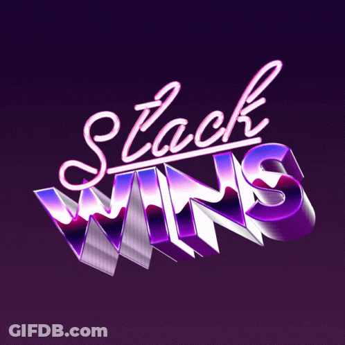 A Neon Sign That Says Stack Wins On A Dark Purple Background GIF
