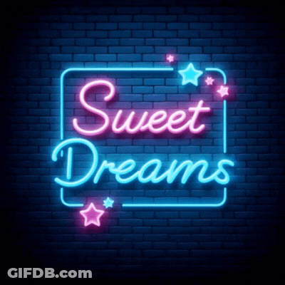 A Neon Sign That Says Sweet Dreams On A Dark Brick Wall GIF