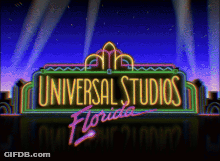 A Neon Sign That Says Universal Studios Florida On It GIF
