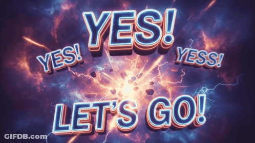 A Neon Sign That Says Yes Let 'S Go On A Purple Background GIF