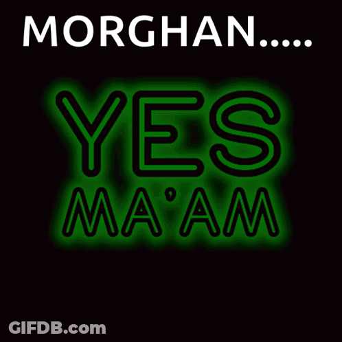 A Neon Sign That Says Yes Ma Am On It GIF
