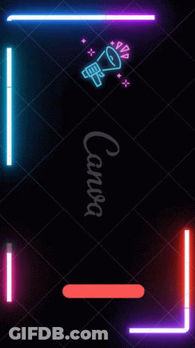 A Neon Sign With A Megaphone And The Word Canusa GIF