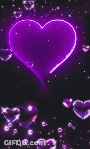 A Neon Sign With Hearts And Bubbles Coming Out Of It . GIF