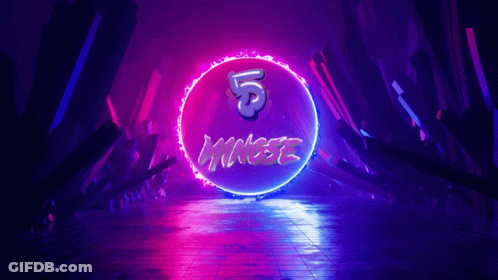 A Neon Sign With The Number 5 In The Middle GIF