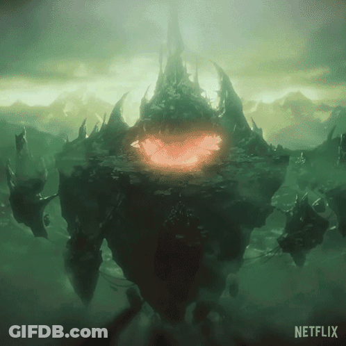 A Netflix Ad Shows A Giant Monster With A Red Eye GIF