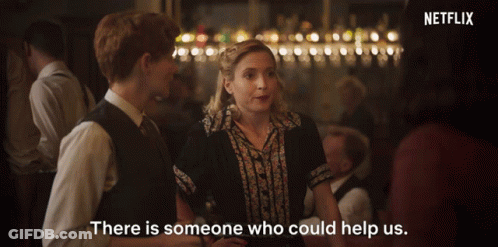 A Netflix Ad Shows A Man And A Woman Talking In A Bar GIF