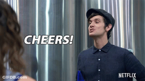 Man Holding Bottle Cheers Netflix Ad GIF