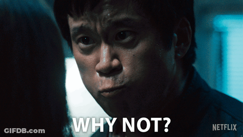 A Netflix Ad Shows A Man Making A Face And Asking Why Not GIF