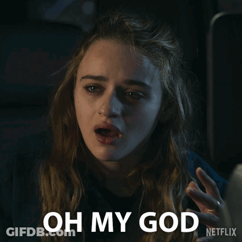 A Netflix Ad Shows A Woman Making A Face And Says Oh My God GIF