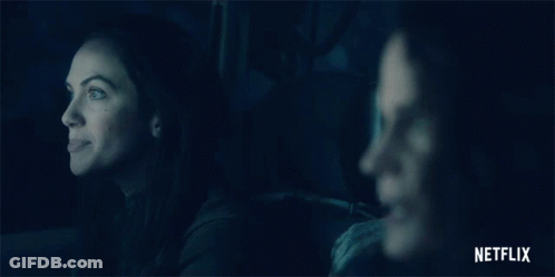 A Netflix Ad Shows Three Women With Their Mouths Wide Open GIF