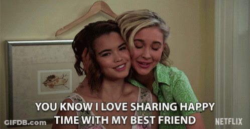 Netflix Ad Two Girls Hugging Saying Love Sharing Happy Times GIF
