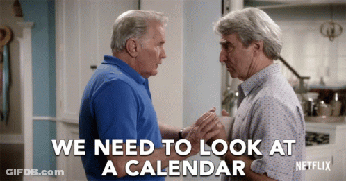 A Netflix Ad Shows Two Men Looking At A Calendar GIF
