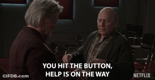 A Netflix Ad Shows Two Older Men Talking GIF