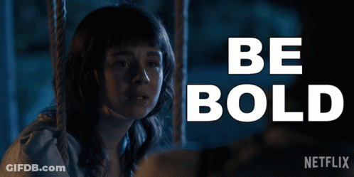 A Netflix Ad With A Girl On A Swing And The Words Be Bold GIF