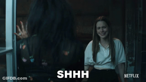 A Netflix Ad With Two Women And The Word Shhh On The Bottom GIF