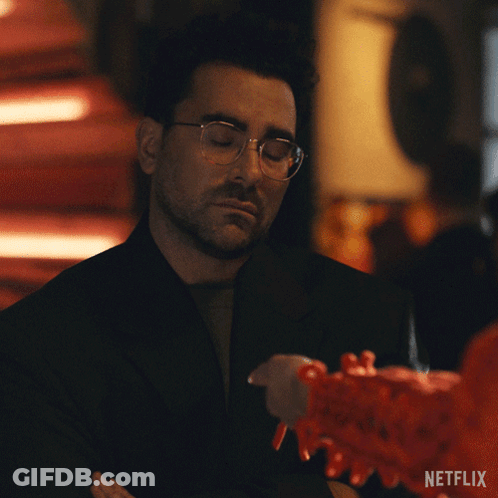 A Netflix Advertisement Shows A Man Saying " No Thank You " GIF