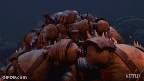 A Netflix Advertisement Shows A Samurai Fighting A Monster In Front Of A Full Moon GIF