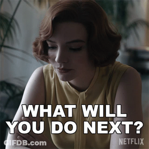 A Netflix Advertisement Shows A Woman Asking What Will You Do Next GIF