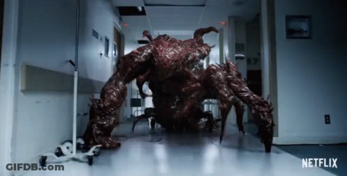 A Netflix Advertisement With A Monster In A Hospital GIF