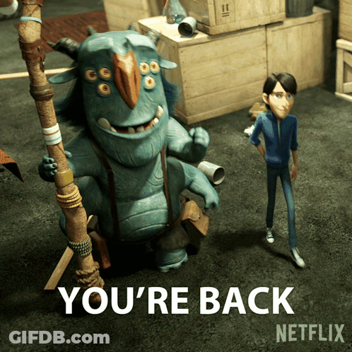 A Netflix Advertisement With A Troll And A Man GIF