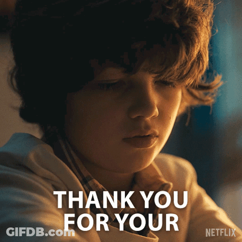 A Netflix Advertisement With A Young Boy Saying Thank You For Your GIF