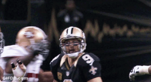 A New Orleans Saints Player With The Number 9 On The Back Of His Jersey GIF