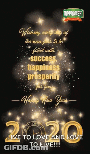 A New Year Greeting Card That Says " Wishing Every Day Of The New Year To Be Filled With Success Happiness And Prosperit GIF