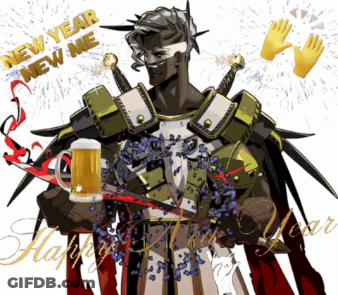 New Year Greeting Card With Knight Holding Beer GIF