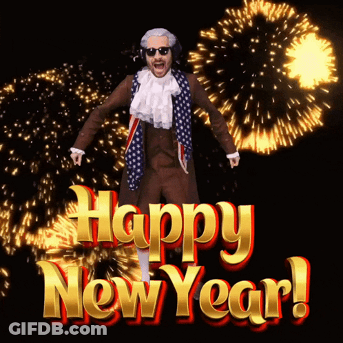 A New Year Greeting With A Man In A Patriotic Outfit GIF