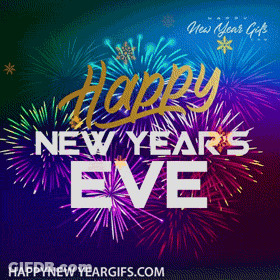 A New Year 'S Eve Greeting Card With Fireworks In The Background GIF