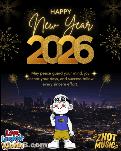 A New Year 'S Greeting With A Cartoon Character Holding A Lollipop GIF