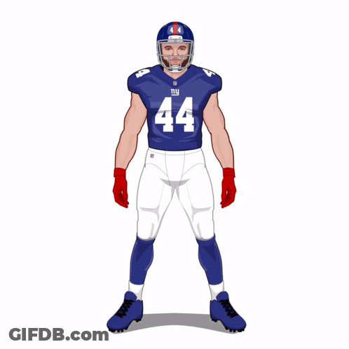 A New York Giants Football Player Wearing A Jersey With The Number 44 On It GIF