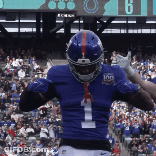 A New York Giants Football Player Wearing Number 1 GIF