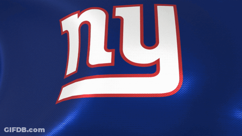 A New York Giants Logo Is On A Blue Background GIF