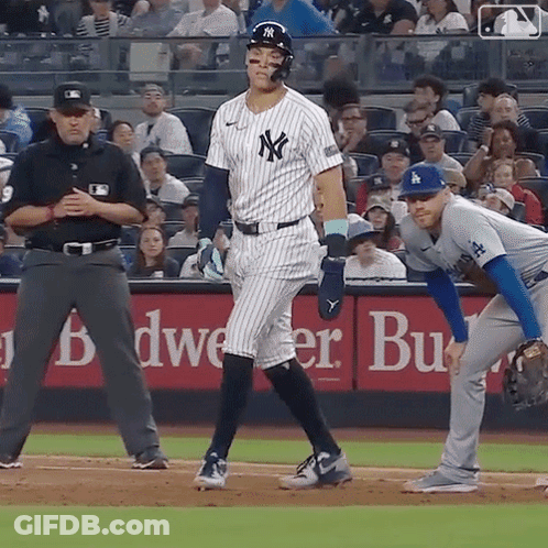 A New York Yankees Player Stands On The Field GIF