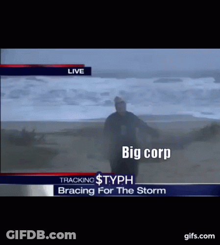 A News Report Shows A Man On A Beach With The Words Big Corp On The Bottom GIF