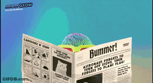 A Newspaper That Says Bummer On The Top GIF