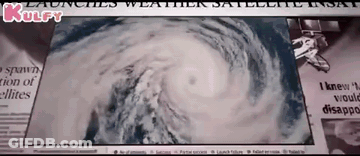 A Newspaper With A Picture Of A Hurricane And The Headline " Launches Weather Satellite Insat " GIF
