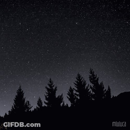 A Night Sky With A Crescent Moon And The Words Disfruta De Tus Aventuras Dentro Del Bosque De Tus Sueños GIF