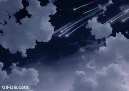 A Night Sky With A Few Shooting Stars And A Watermark That Says Ffruitr On The Bottom Right GIF