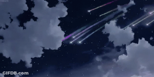 A Night Sky With A Few Shooting Stars And The Word Ferrutr At The Top GIF